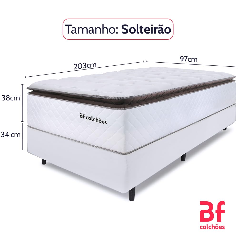 Cama Box Solteirão Colchão Molas Ensacadas com Pillow Top Extra
